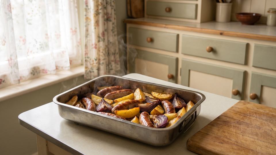 Sausage and Onion Traybake